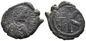 (Bronze, 7.99g 28mm)

BYZANTINE EMPIR

JUSTIN I AD 518-527 Follis.