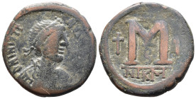 (Bronze, 16.83g 31mm)

BYZANTINE EMPIRE

JUSTIN I AD 518-527 Follis.