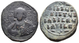 (Bronze, 9.60g 27mm)

BYZANTINE EMPIRE. Temp. Constantine VIII-Basil II.

Circa 1020-1028. Æ follis