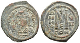 (Bronze, 12.09g 35mm)

BYZANTINE EMPIRE...
Maurice Tiberius. 582-602. Æ Follis …
Constantinople