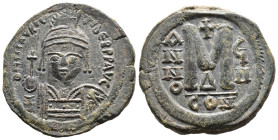 (Bronze, 12.99g 30mm)

BYZANTINE EMPIRE...

Maurice Tiberius. 582-602. Æ Follis … Constantinople