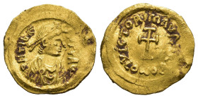 (GOLD, 1.53g 16mm)

BYZANTINE EMPIRE

Maurice Tiberius (A.D. 582-602). Gold Tremissis