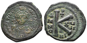 (Bronze, 9.94g 28mm)

BYZANTINE EMPIRE.

Justinian I. 527-565. Æ half follis
