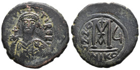 (Bronze, 12.10g 29mm)

BYZANTINE EMPIRE.

Maurice Tiberius. 582-602. Æ follis