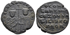 (Bronze, 6.53g 25mm)

BYZANTINE EMPIRE
Constantine VII Porphyrogenitus, with Zoe. 913-959. Æ Follis
