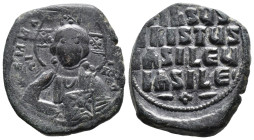 (Bronze, 9.77g 25mm)

BYZANTINE EMPIRE. Temp. Constantine VIII-Basil II.

Circa 1020-1028. Æ follis