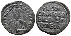 (Bronze, 6.14g 28mm)

BYZANTINE EMPIRE. Leo VI, the Wise. 886-912. Æ follis.