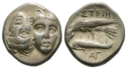 (Silver, 5.10g 16mm)

THRACIA - Istros Drachma a. 380-280 BC Chr. Av.: Two heads side by side v.v., the right head reversed.

Rev.: IΣTPIH, eagle ...