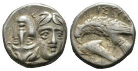 (Silver, 5.41g 16mm)

THRACIA - Istros Drachma  ca. 380-280 BC Chr. Av.: Two heads side by side v.v., the right head reversed.

Rev.: IΣTPIH, eagl...