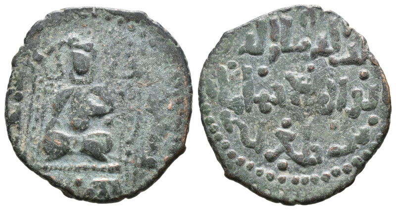 (Bronze, 4.32g 25mm)

ARTUQIDS OF MARDIN: Artuq Arslan, 1201-1239, AE dirham