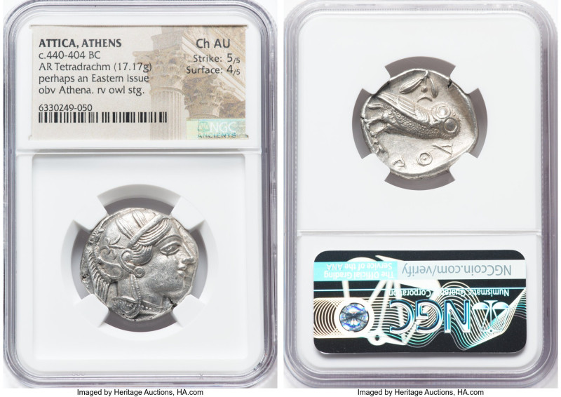 ATTICA. Athens. Ca. 440-404 BC. AR tetradrachm (26mm, 17.17 gm, 8h). NGC Choice ...