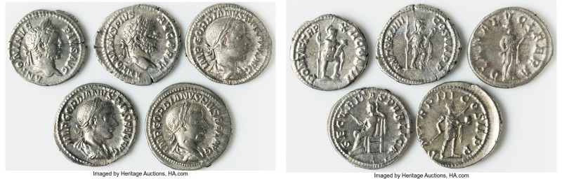 ANCIENT LOTS. Roman Imperial. Lot of five (5) AR denarii. VF-XF. Includes: Five ...