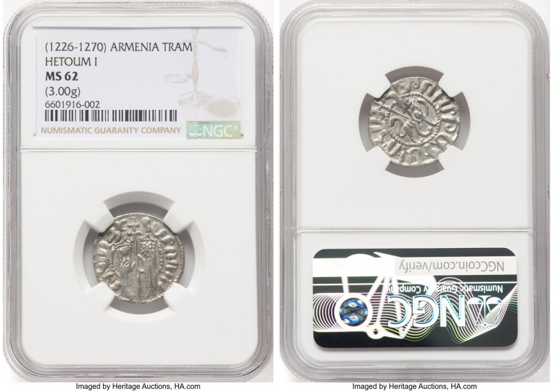 Cilician Armenia. Hetoum I Tram ND (1226-1270) MS62 NGC, AC-351-8. 3.00gm. HID09...