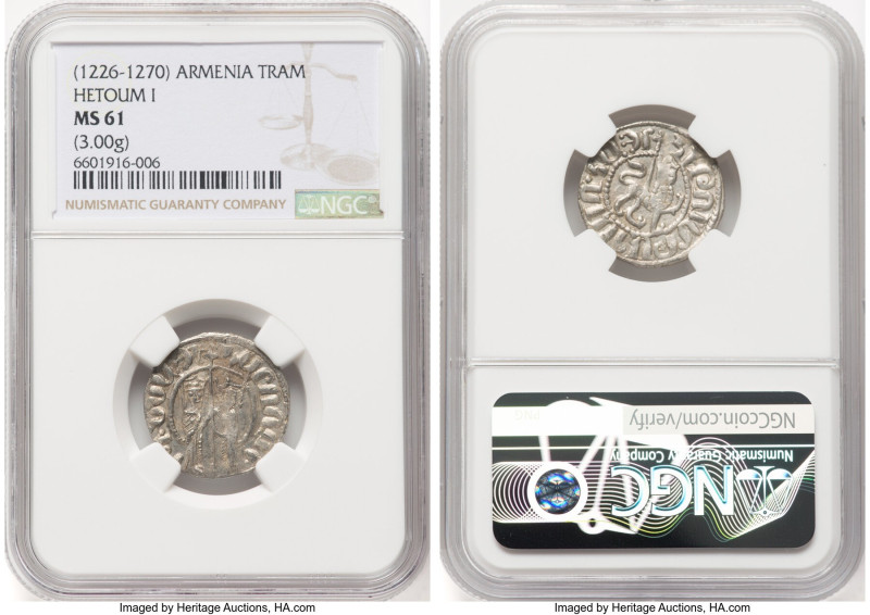 Cilician Armenia. Hetoum I Tram ND (1226-1270) MS61 NGC, AC-351-8. 3.00gm. HID09...