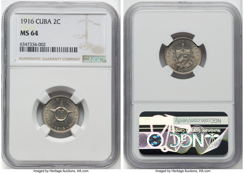 Republic 3-Piece Lot of Certified 2 Centavos 1916 NGC, 1) 2 Centavos - MS62 2) 2...