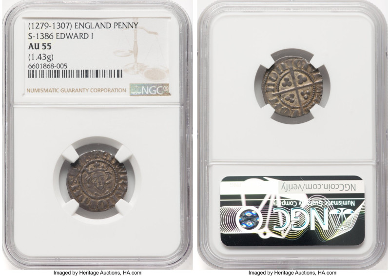 Edward I (1272-1307) Penny ND (1279-1307) AU55 NGC, London mint, S-1386. 1.43gm....