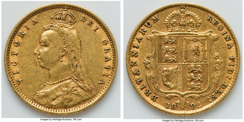 Victoria gold 1/2 Sovereign 1892 XF, KM766, S-3869. HID09801242017 © 2022 Herita...