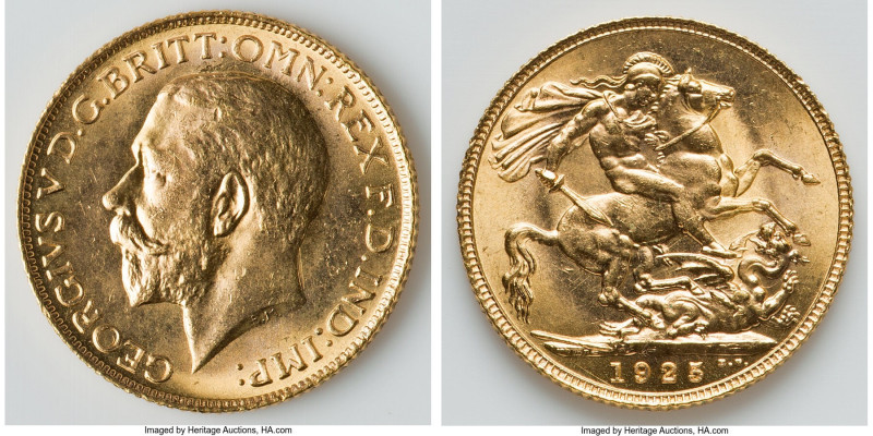 George V gold Sovereign 1925 UNC, KM820, S-3996. HID09801242017 © 2022 Heritage ...