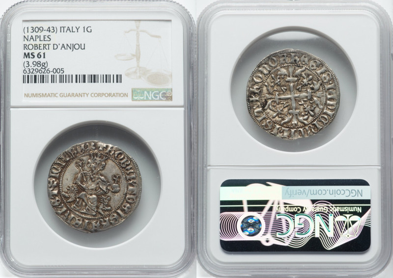 Naples & Sicily. Robert d'Anjou Gigliato ND (1309-1343) MS61 NGC, MIR-28, PA-397...