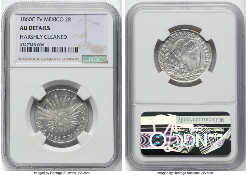 Republic 4-Piece Lot of Certified silver 2 Reales NGC, 1) 2 Reales 1842/32 Do-RM...