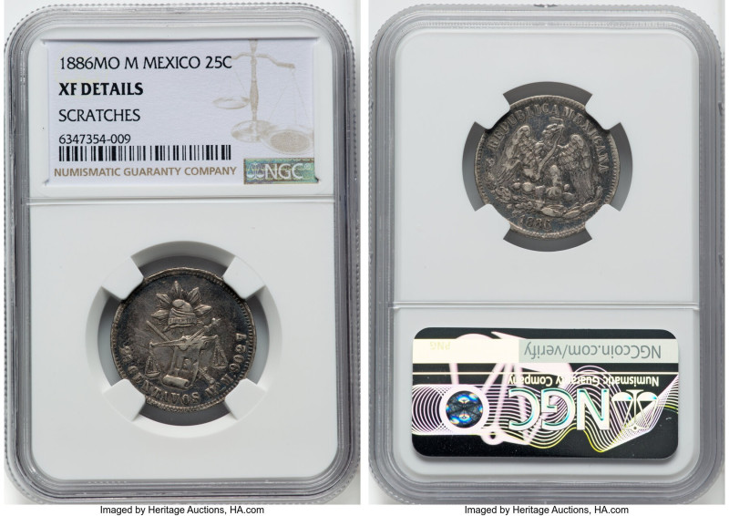 Republic 4-Piece Lot of Certified silver 25 Centavos NGC, 1) 25 Centavos 1871 Pi...