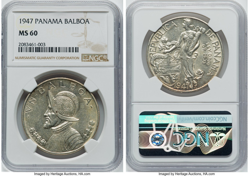 Republic 3-Piece Lot of Certified Assorted Crowns NGC, 1) Balboa 1947 - MS60, KM...