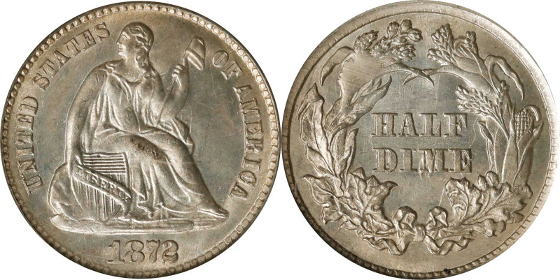 1872 Liberty Seated Half Dime. MS-61 (PCGS). OGH Generation 3.0.
PCGS# 4400. NG...