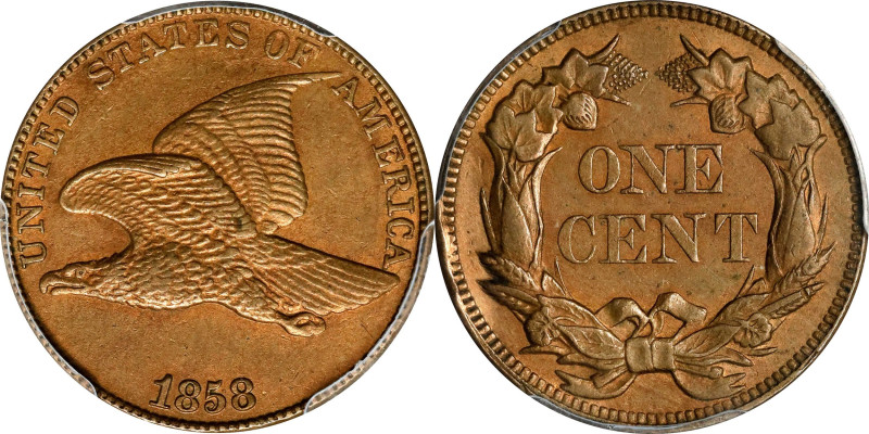 1858 Flying Eagle Cent. Large Letters, High Leaves (Style of 1857), Type I. AU D...