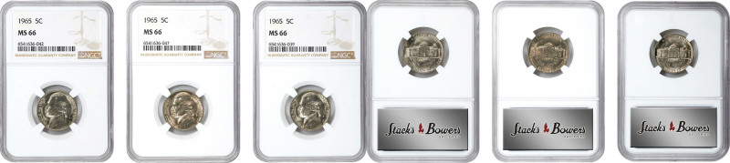 Lot of (3) 1965 Jefferson Nickels. MS-66 (NGC).
PCGS# 4077. NGC ID: 22VJ.

Es...