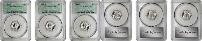 Lot of (3) 1939-D Mercury Dimes. MS-65 FB (PCGS). Retro Doily Holder.
PCGS# 501...