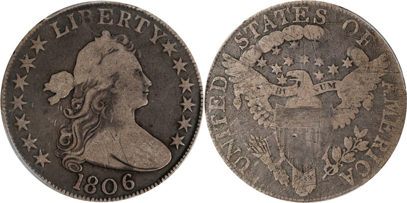 1806 Draped Bust Half Dollar. Knobbed 6, Small Stars. VG Details--Damage (PCGS)....