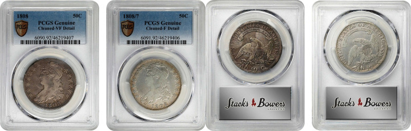 Lot of (2) 1808-Dated Capped Bust Half Dollars. Cleaned (PCGS).
Included are: 1...