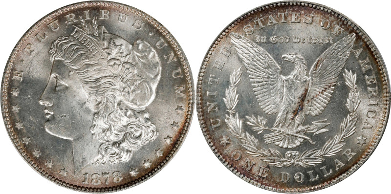 1878 Morgan Silver Dollar. 7 Tailfeathers. Reverse of 1878. MS-63 (PCGS).
PCGS#...