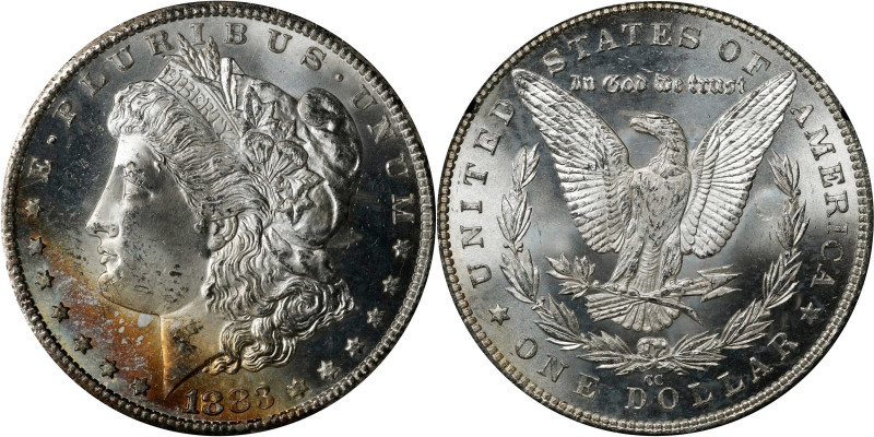 1883-CC GSA Morgan Silver Dollar. MS-63 (NGC).
The original box and card are no...