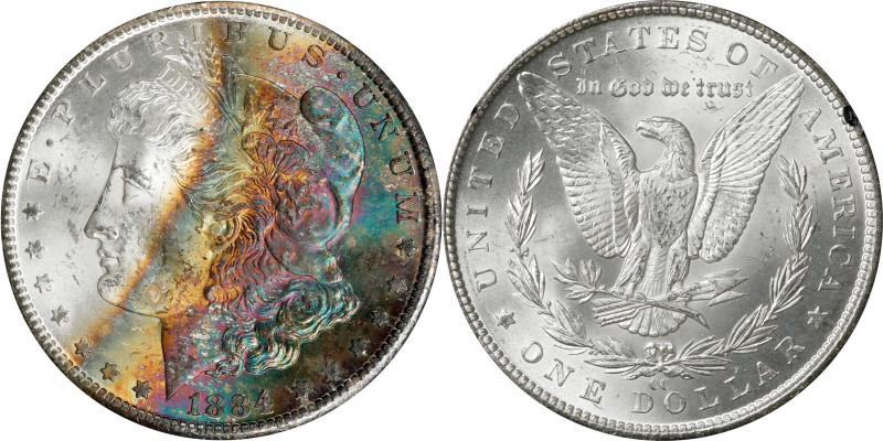 1884-CC GSA Morgan Silver Dollar. Mint State (Uncertified).
The original box an...