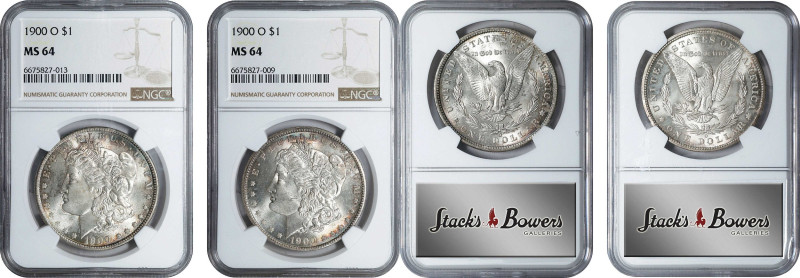 Lot of (2) 1900-O Morgan Silver Dollars. MS-64 (NGC).
PCGS# 7266. NGC ID: 256F....