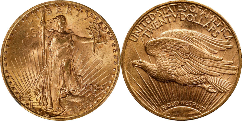 1923 Saint-Gaudens Double Eagle. MS-64 (PCGS). CAC.
PCGS# 9175. NGC ID: 26G5.
...