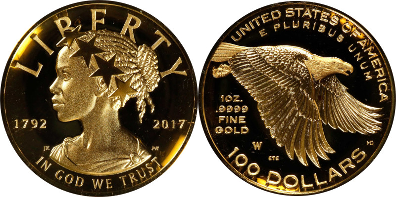 2017-W American Liberty High Relief $100 Gold Coin. Deep Cameo Proof (Uncertifie...