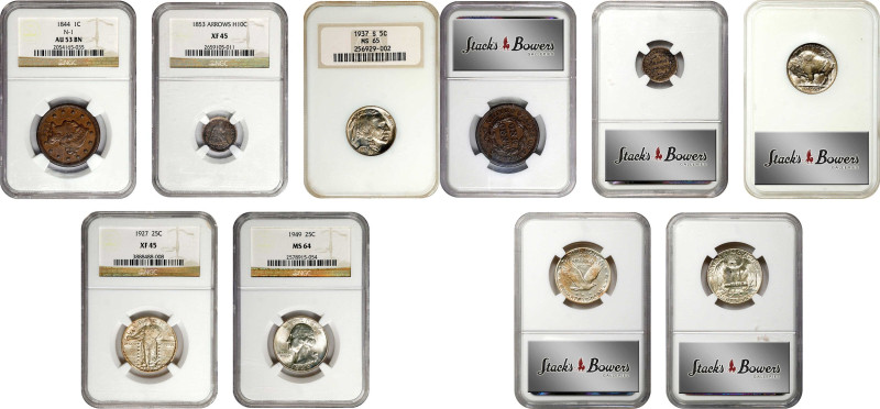 Lot of (5) Minor and Silver Type Coins. (NGC).
Included are: 1844 Braided Hair ...