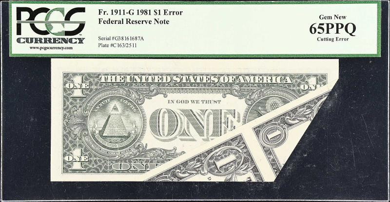 Fr. 1911-G. 1981 $1 Federal Reserve Note. Chicago. PCGS Currency Gem New 65 PPQ....