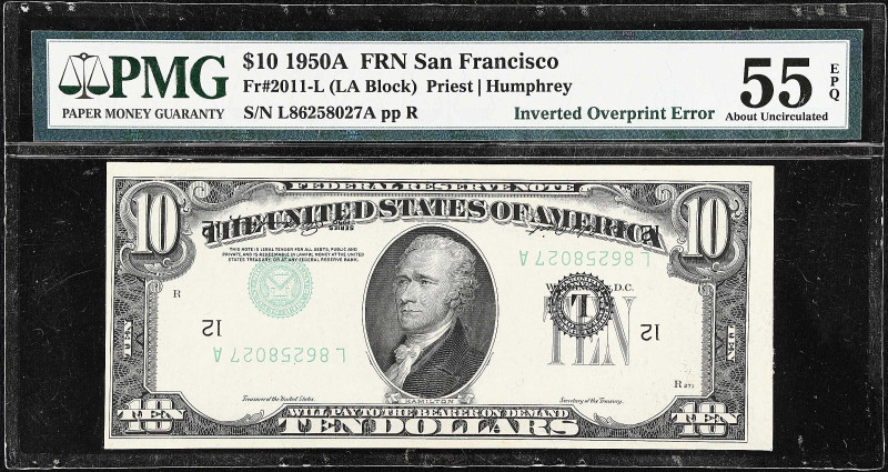 Fr. 2011-L. 1950A $10 Federal Reserve Note. San Francisco. PMG About Uncirculate...