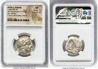 ATTICA. Athens. Ca. 440-404 BC. AR tetradrachm (23mm, 17.23 gm, 10h). NGC MS 5/5 - 4/5. Mid-mass coinage issue. Head of Athena right, wearing earring,...