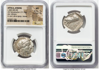 ATTICA. Athens. Ca. 440-404 BC. AR tetradrachm (25mm, 17.18 gm, 7h). NGC MS 5/5 - 4/5. Mid-mass coinage issue. Head of Athena right, wearing earring, ...