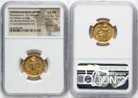 Theodosius II, Eastern Roman Empire (AD 402-450). AV solidus (20mm, 4.48 gm, 7h). NGC Choice MS 5/5 - 4/5, adjusted flan. Constantinople, 8th officina...