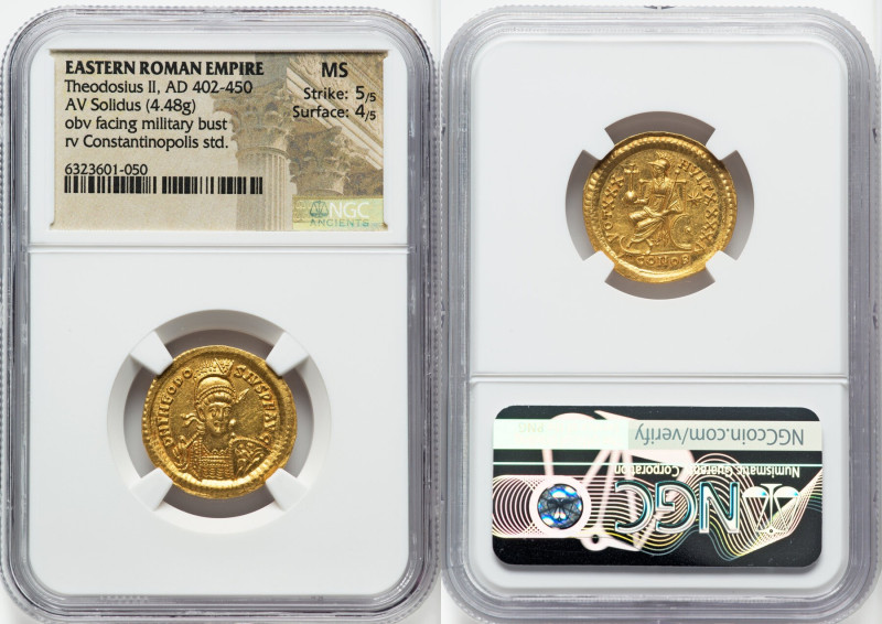 Theodosius II, Eastern Roman Empire (AD 402-450). AV solidus (21mm, 4.48 gm, 6h)...