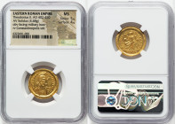 Theodosius II, Eastern Roman Empire (AD 402-450). AV solidus (21mm, 4.48 gm, 6h). NGC MS 5/5 - 4/5. Constantinople, 1st officina, AD 430-440. D N THEO...