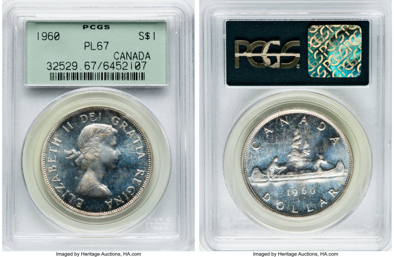 Elizabeth II Prooflike Dollar 1960 PL67 PCGS, Royal Canadian mint, KM54. HID0980...