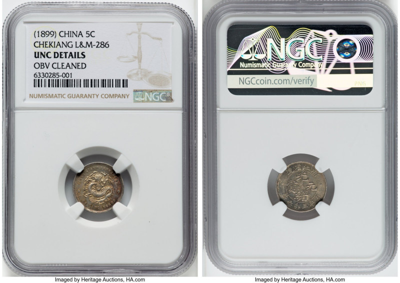 Chekiang. Kuang-hsü 5 Cents ND (1899) UNC Details (Obverse Cleaned) NGC, Hangcho...