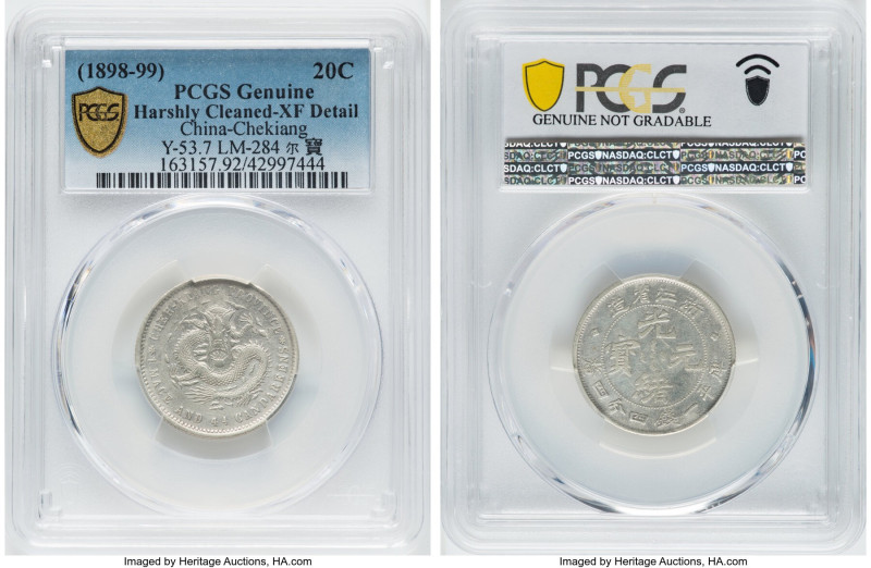 Chekiang. Kuang-hsü 20 Cents ND (1898-1899) XF Details (Harshly Cleaned) PCGS, H...