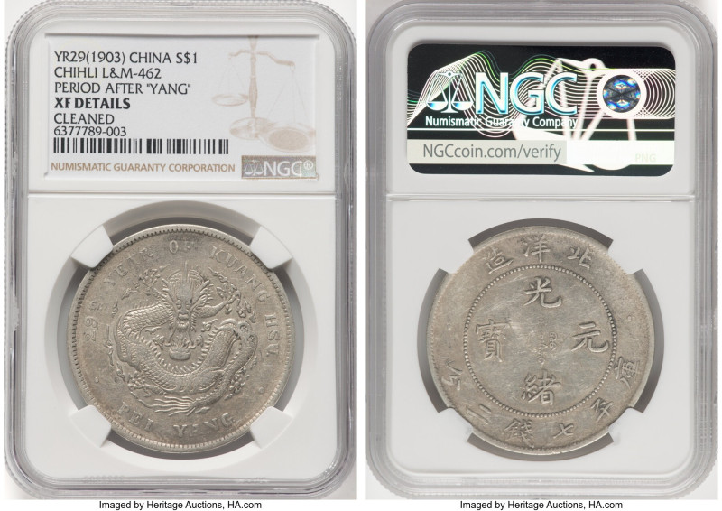 Chihli. Kuang-hsü Dollar Year 29 (1903) XF Details (Cleaned) NGC, Pei Yang Arsen...